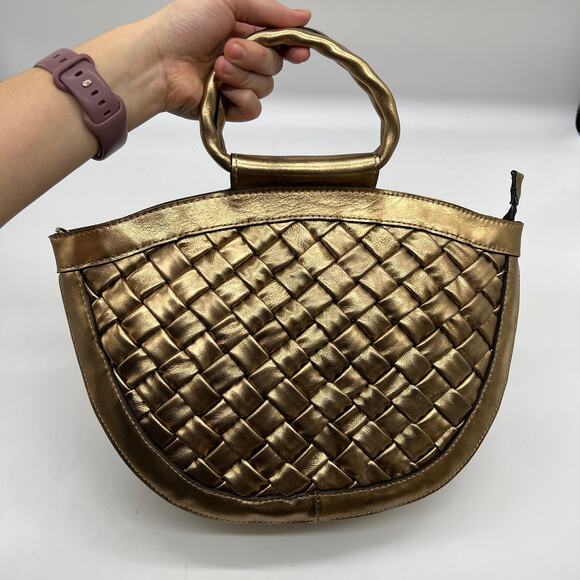 Patricia Nash Leather Ossi Satchel with Crossbody Strap Bronze - Picture 1 of 14